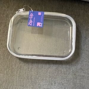 Transparent Zip-Up Pouch with White Trim